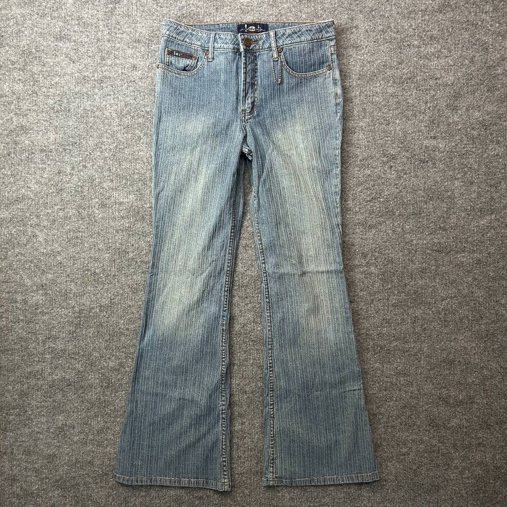 Vintage lei Bootcut Jeans Women's Blue‎ Textured Stretch Pockets Classic - 28X27